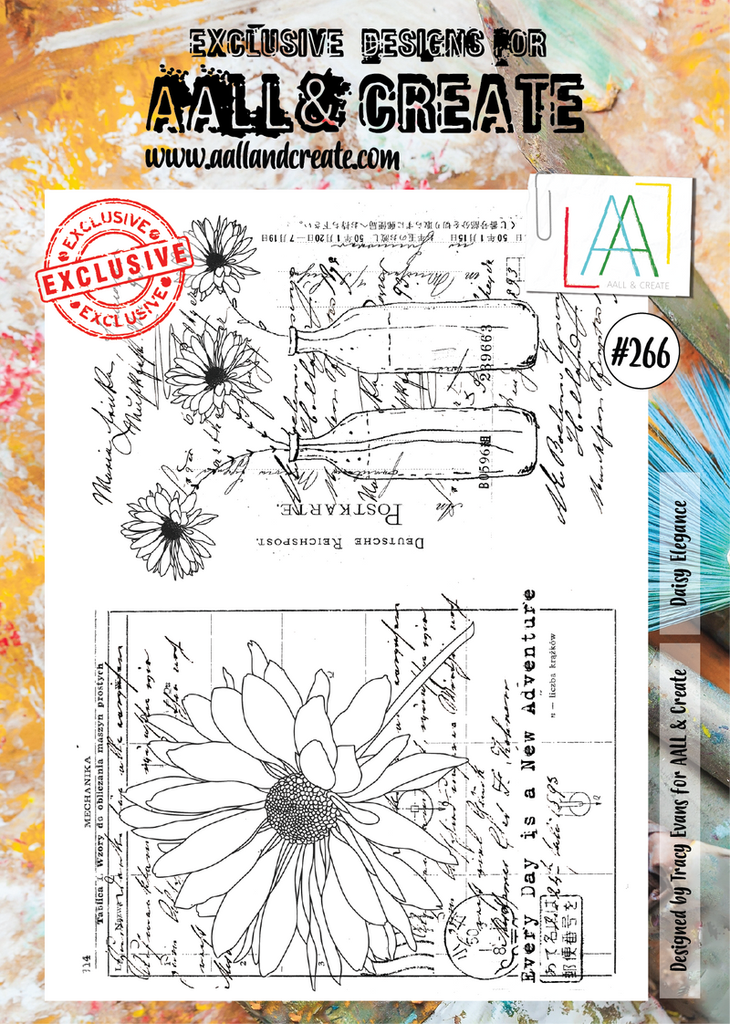 AALL & Create - A4 - Clear Stamps - 266 - A4 - Daisy Elegance - Tracy Evans