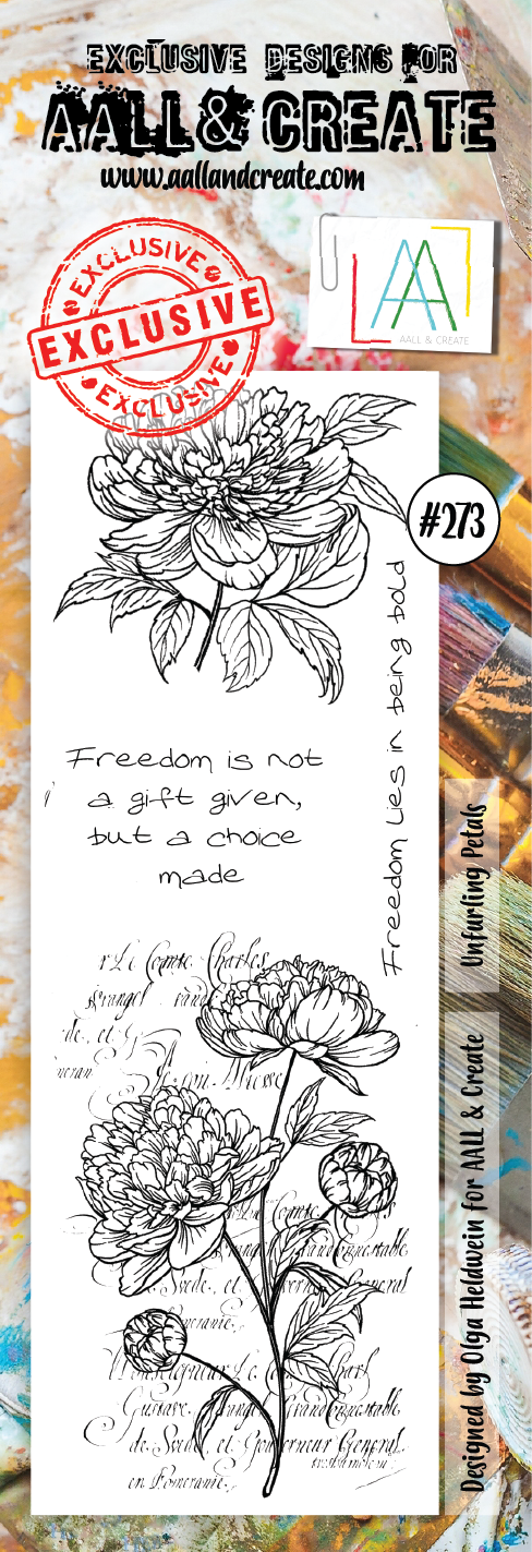 AALL & Create - Clear Border Stamp - #273 - Unfurling Petals - Olga Heldwein