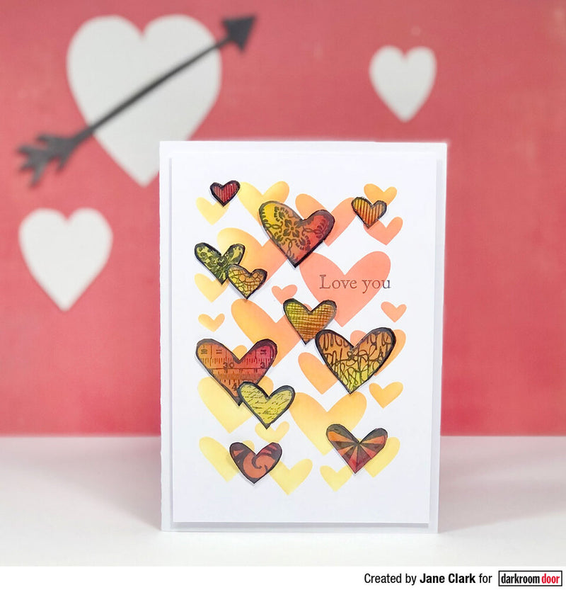 Darkroom Door - Collage Stamp - Red Rubber Cling Stamp - Arty Hearts