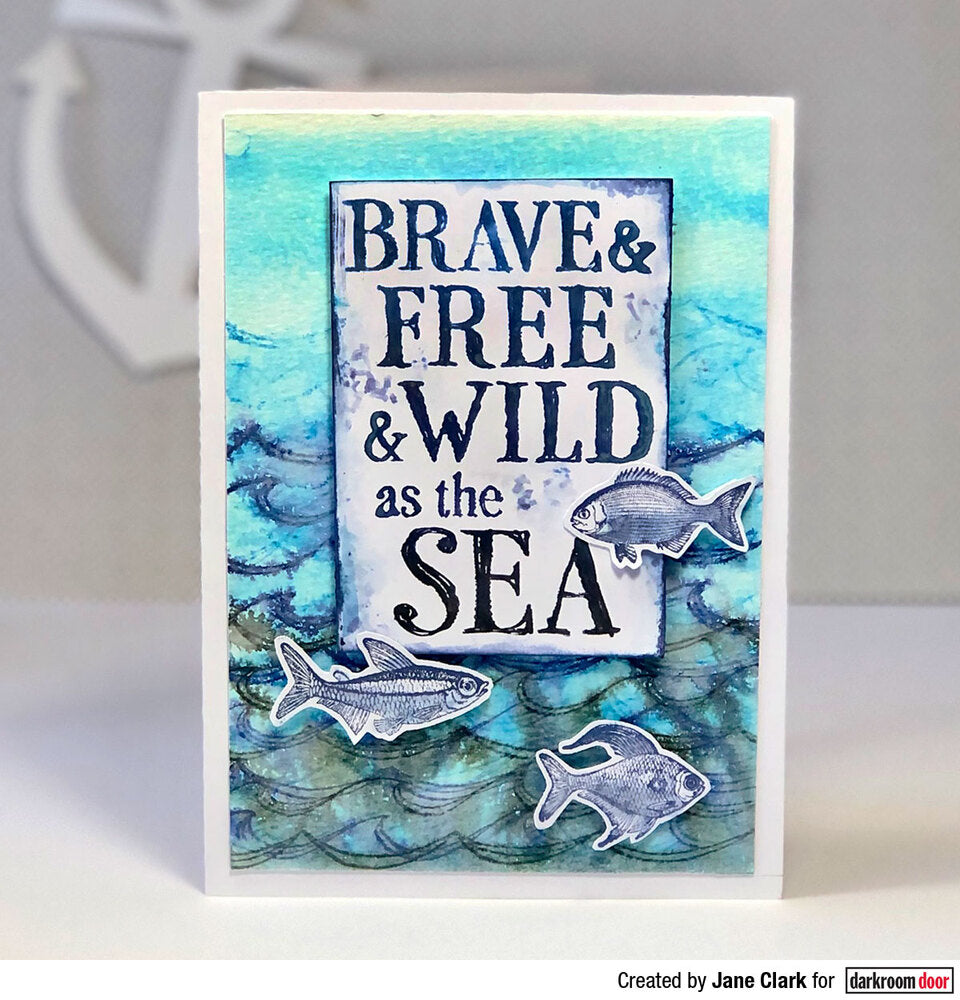 Darkroom Door - Quote - Wild as the Sea - Red Rubber Cling Stamp
