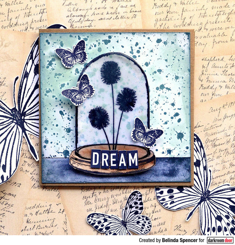 Darkroom Door - Eclectic Stamp - Small Glass Dome (Bell Jar) - Red Rubber Cling Stamp