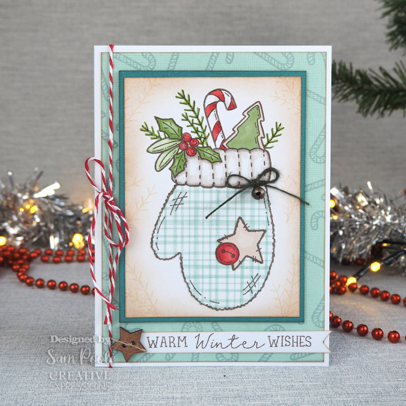 Creative Expressions - A6 - Rubber Stamp - Sam Poole - Candy Cane Background