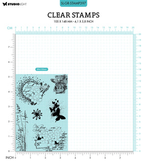 Studio Light - A6 - Grunge - Clear Stamp Set - Flowers & Butterflies