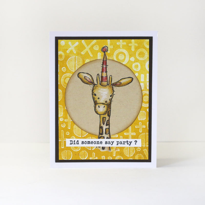 Carabelle Studio - A6 - Rubber Cling Stamp Set - Kate Crane - Party Giraffe