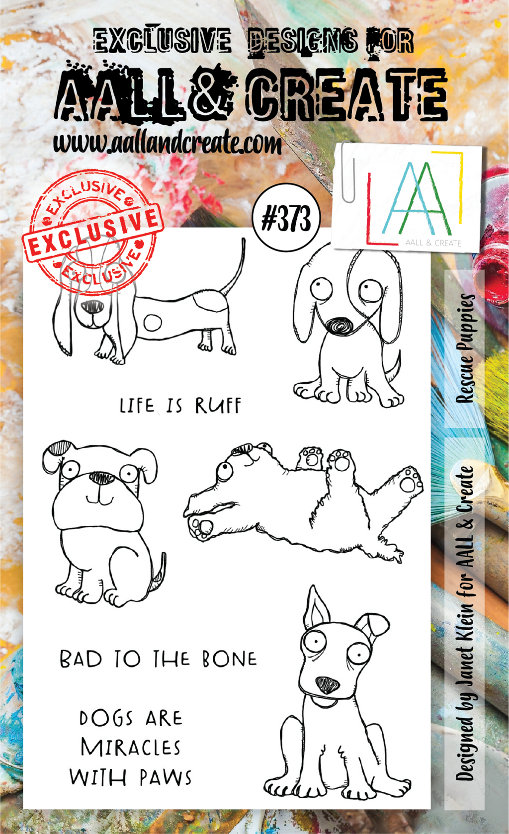 AALL & Create - A6 - Clear Stamps - 373 - Rescue Puppies - Janet Klein