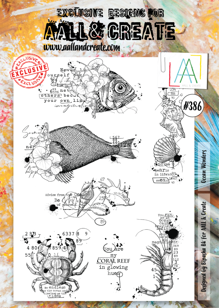 AALL & Create - A4 - Clear Stamps - 386 - A4 - Ocean Wonders - Bipasha BK