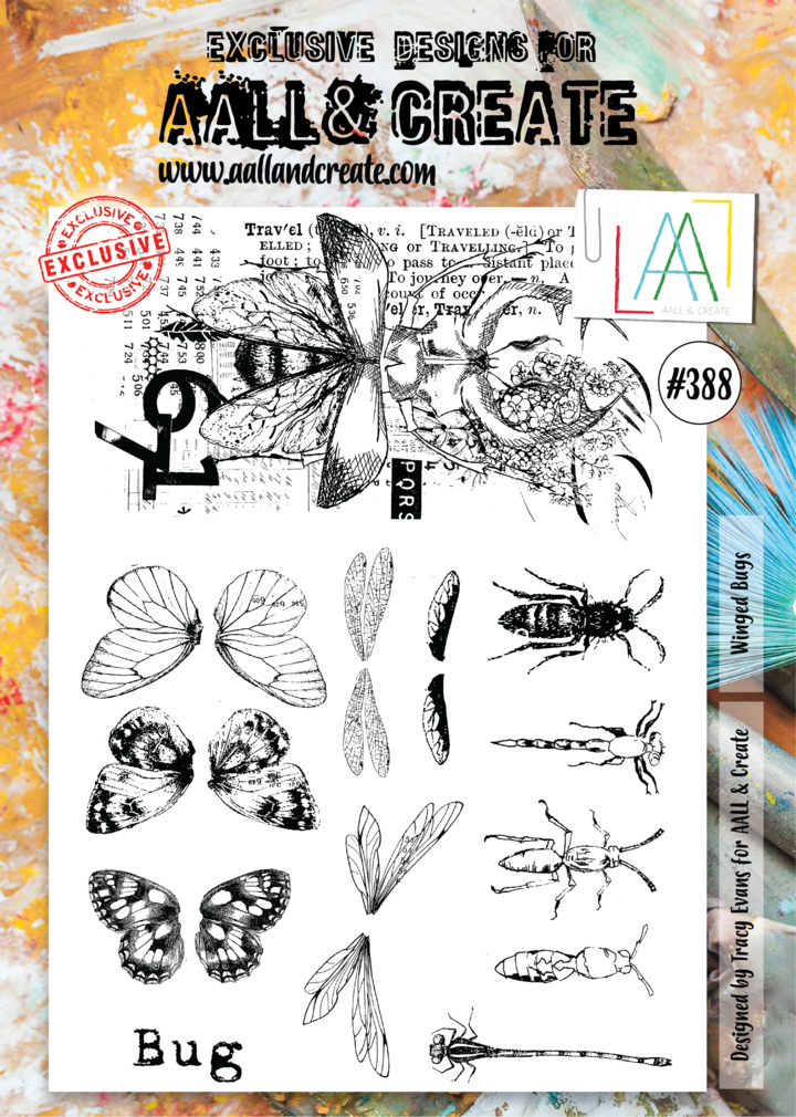 AALL & Create - A4 - Clear Stamps - 388 - Winged Bugs - Tracy Evans