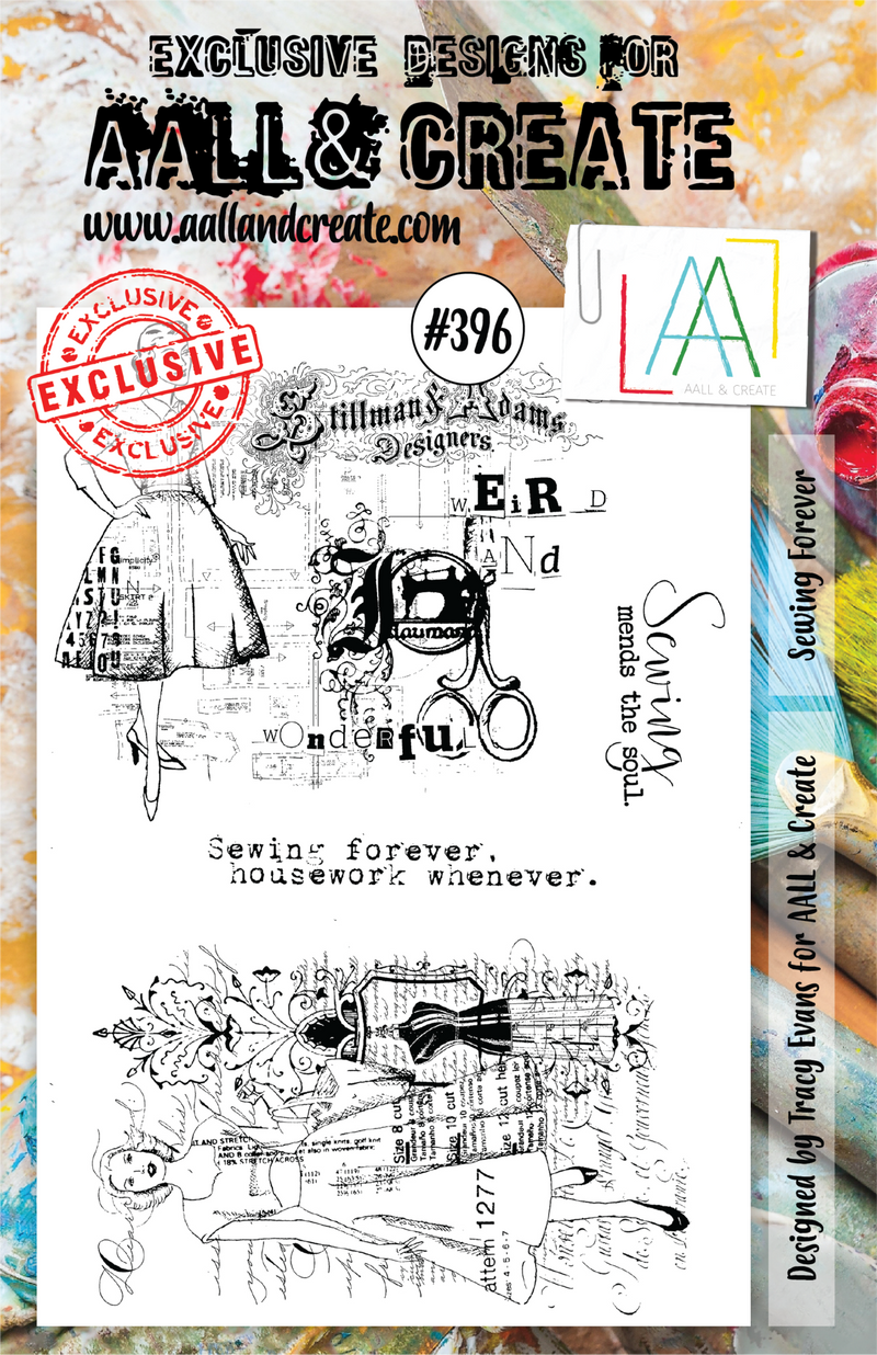 AALL & Create - A5 - Clear Stamps - 396 - Sewing Forever - Tracy Evans