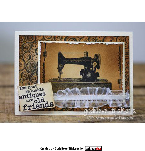 Darkroom Door - Eclectic Stamp - Sewing Machine - Red Rubber Cling Stamp