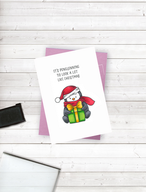 Crafter's Companion - Small Clear Stamp Set - Punny Christmas - It's Penguinning
