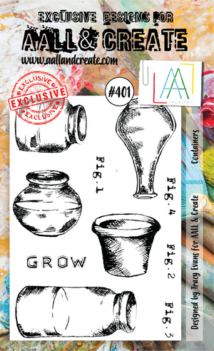 AALL & Create - A6 - Clear Stamps - 401 - Containers - Tracy Evans