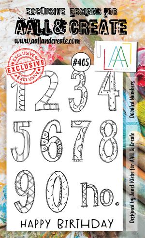 AALL & Create - A6 - Clear Stamps - 405 - Doodled Numbers - Janet Klein