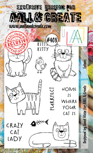 AALL & Create - A6 - Clear Stamps - 408 - Felines - Janet Klein