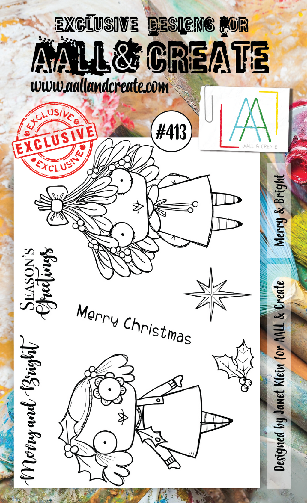 AALL & Create - A6 - Clear Stamps - 413 - Merry & Bright - Janet Klein