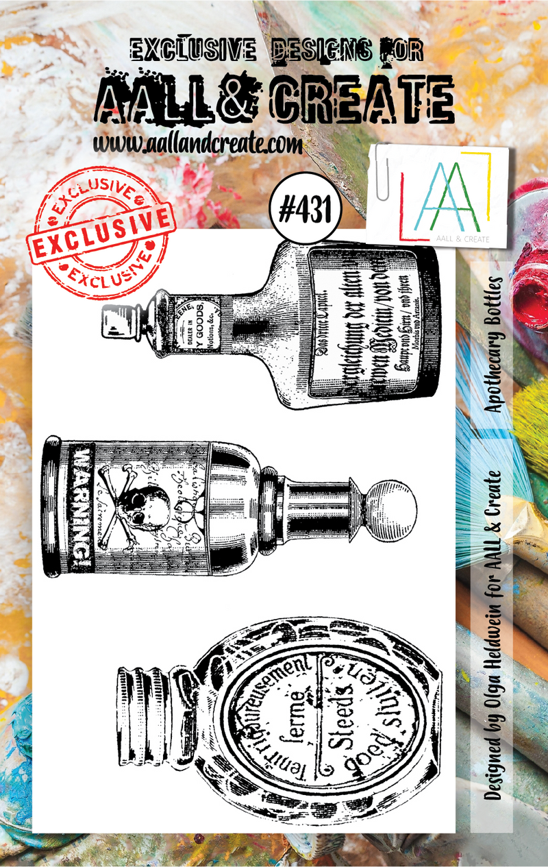 AALL & Create - A7 - Clear Stamps - 431 - Olga Heldwein - Apothecary Bottles