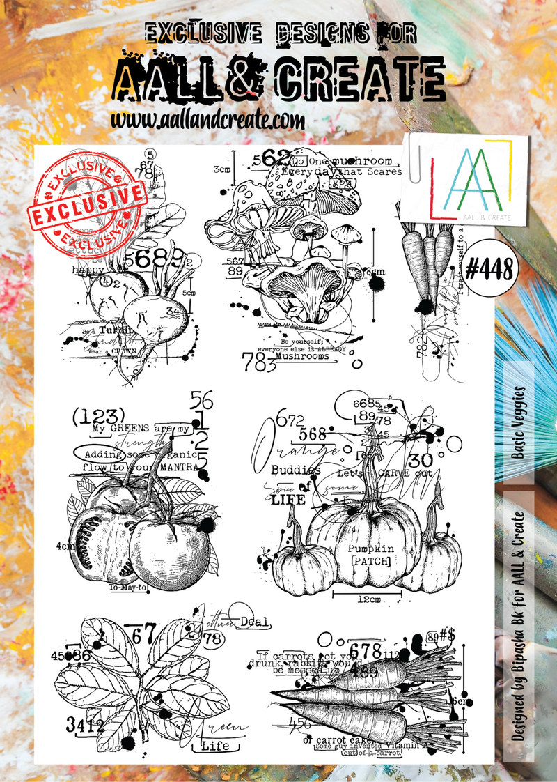 AALL & Create - A4 - Clear Stamps - 448 - Basic Veggies - Bipasha Bk