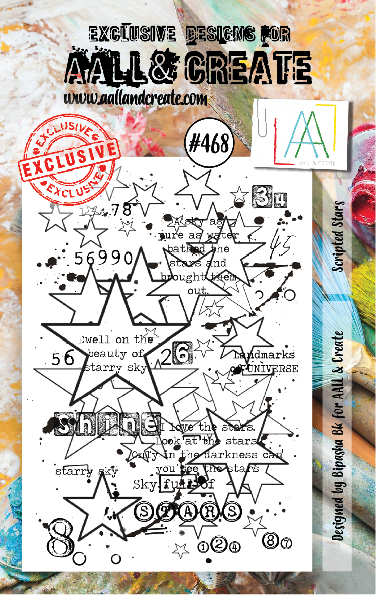 AALL & Create - A7 - Clear Stamps - 468 - Bipasha BK - Scripted Stars