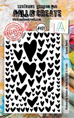 AALL & Create - A7 - Clear Stamps - 492 - Author de Mwa - Reverse Heartz