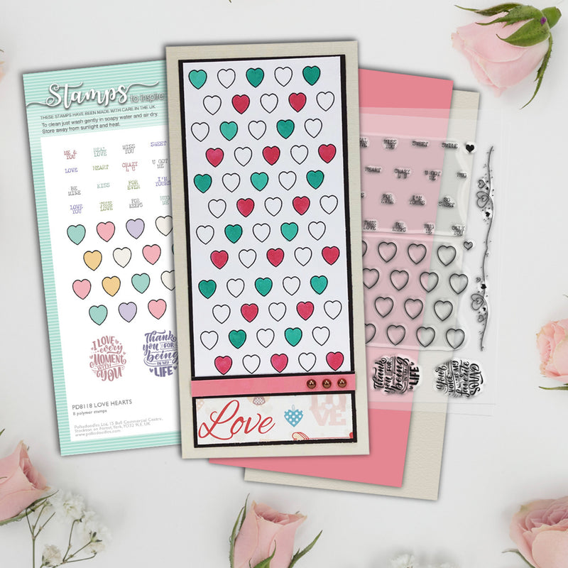 Polkadoodles - Clear Polymer Stamp Set - A6 - Love Hearts