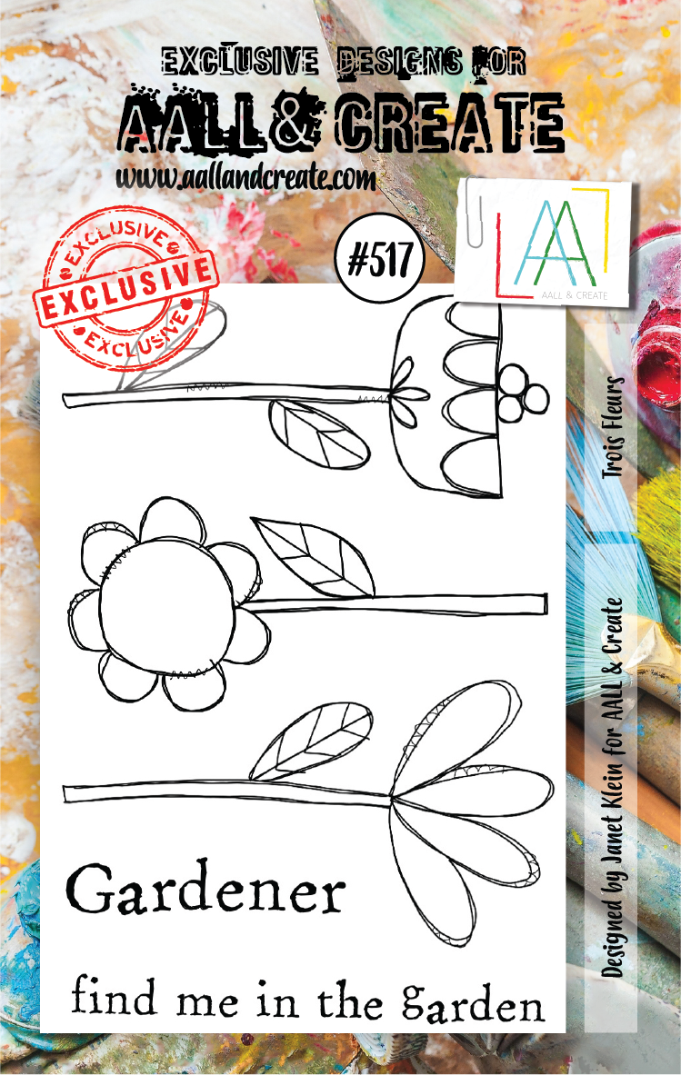 AALL & Create - A7 - Clear Stamps - 517 - Janet Klein - Trois Fleurs