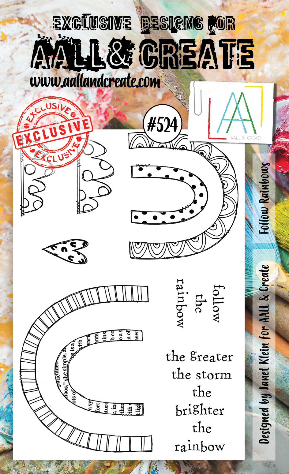 AALL & Create - A6 - Clear Stamps - 524 - Follow Rainbows - Janet Klein