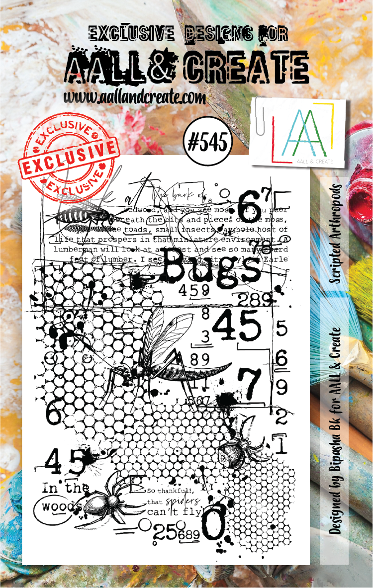 AALL & Create - A7 - Clear Stamps - 545 - Bipasha Bk - Scripted Arthropods