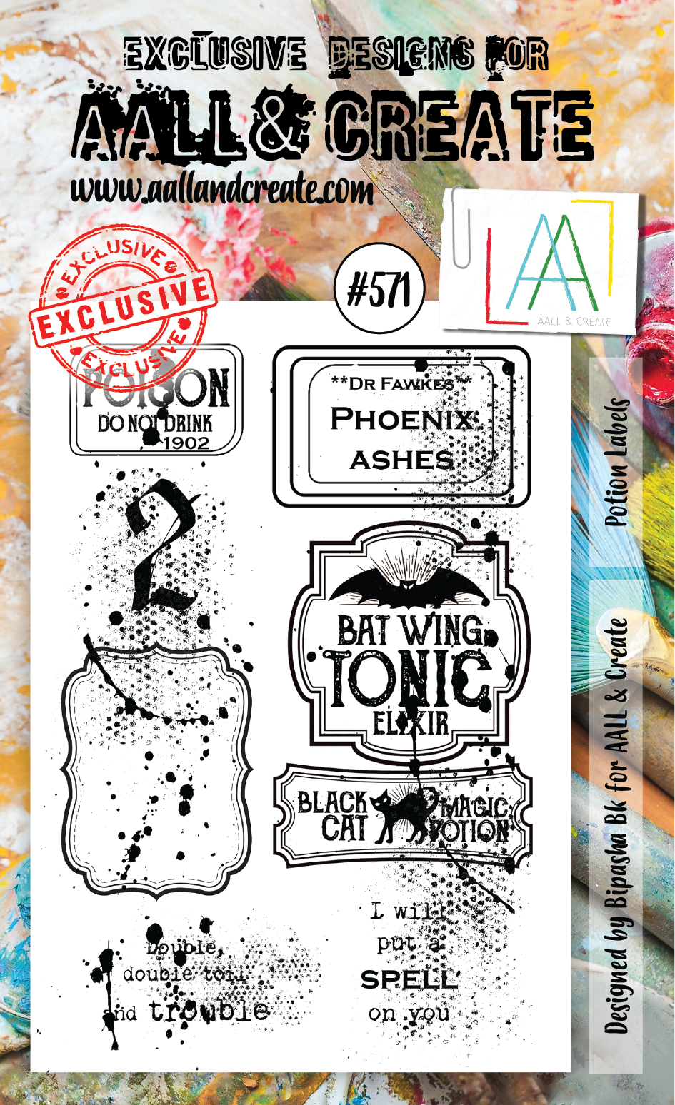 AALL & Create - A6 - Clear Stamps - 571 - Potion Labels - Bipasha BK
