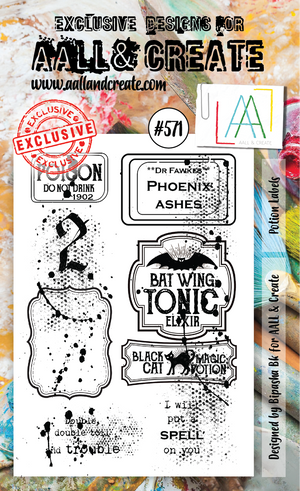 AALL & Create - A6 - Clear Stamps - 571 - Potion Labels - Bipasha BK