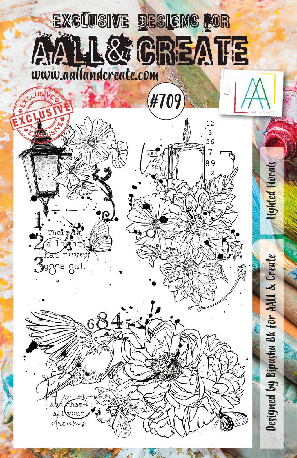 AALL & Create  A5 - Clear Stamps - 709 - Bipasha Bk - Lighted Florals