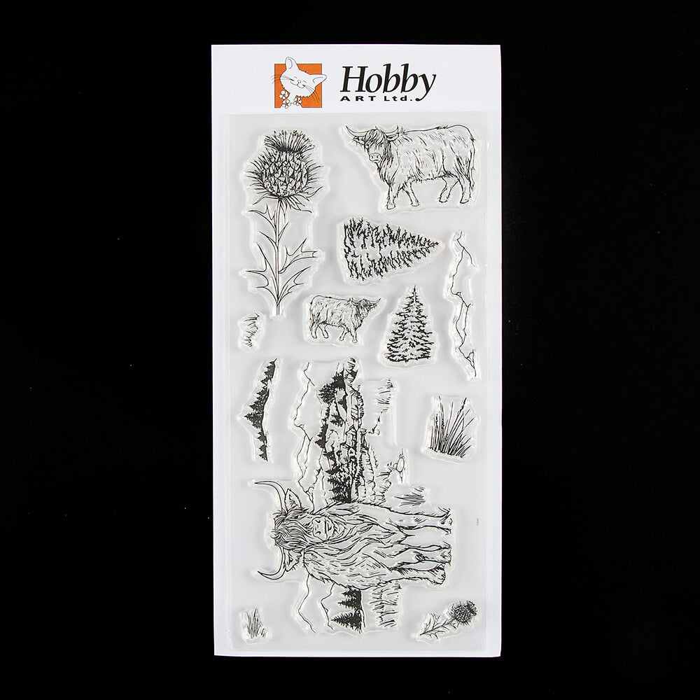 Hobby Art Stamps - Clear Polymer Stamp Set - Highland Cattle