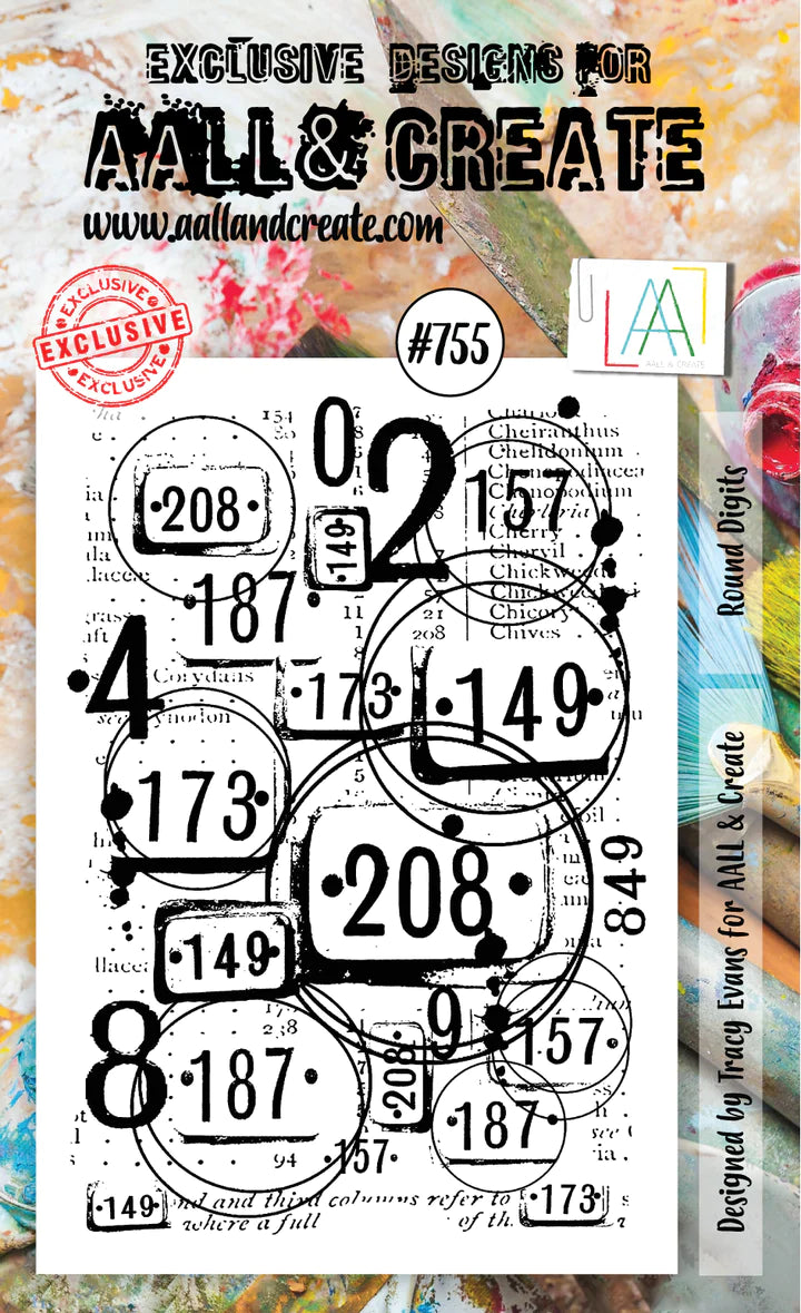AALL & Create - A6 - Clear Stamps - 755 - Tracy Evans - Round Digits