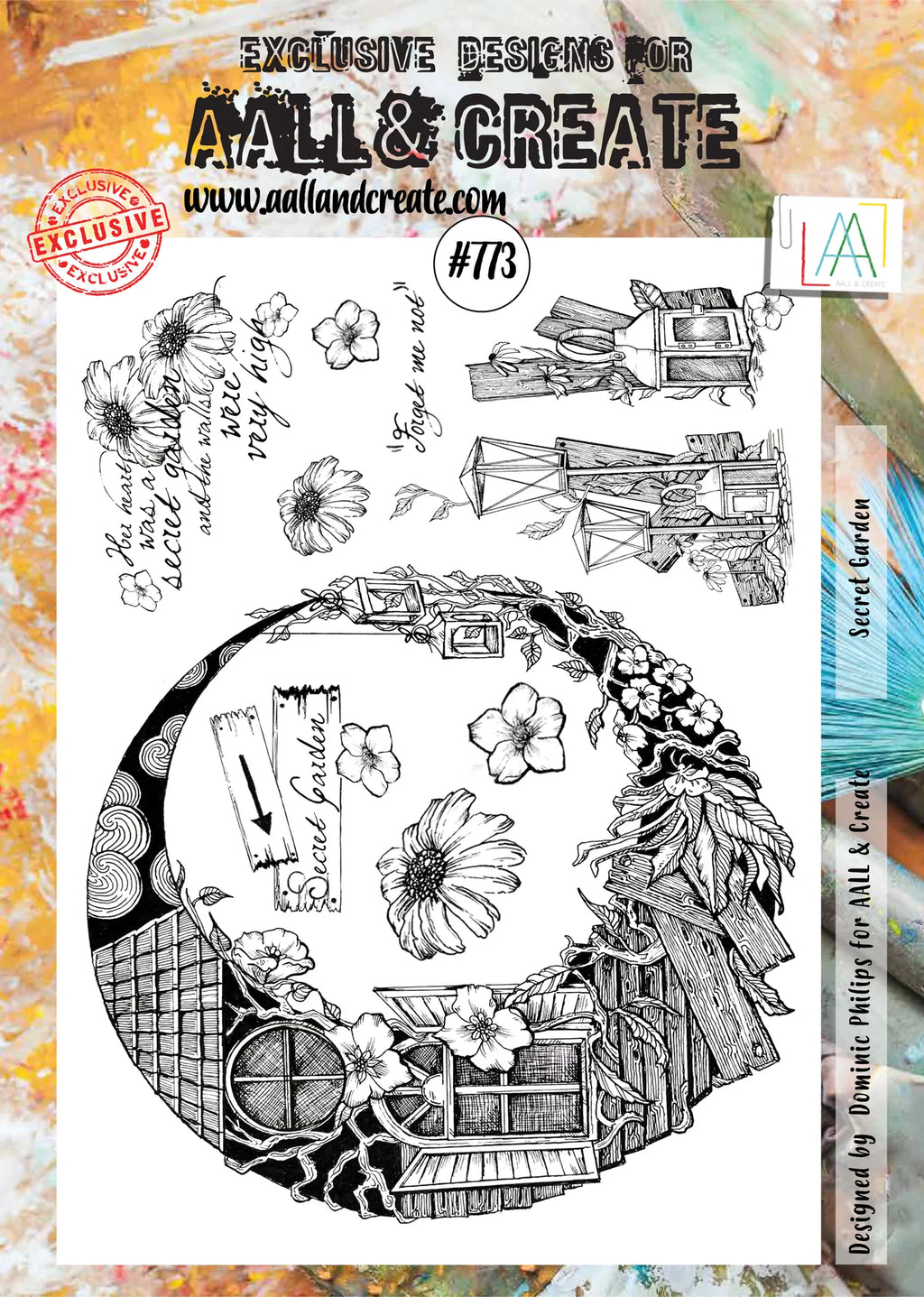 AALL & Create - Clear Stamp Set - #773 - A4 - Dominic Philips - Secret Garden