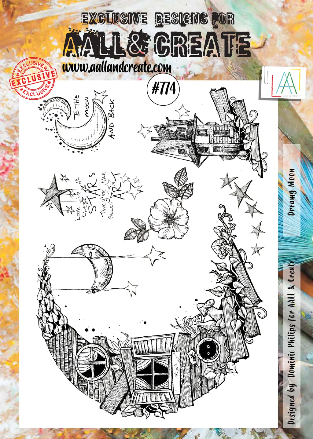 AALL & Create - Clear Stamp Set - #774 - A4 - Dominic Philips - Dreaming Moon