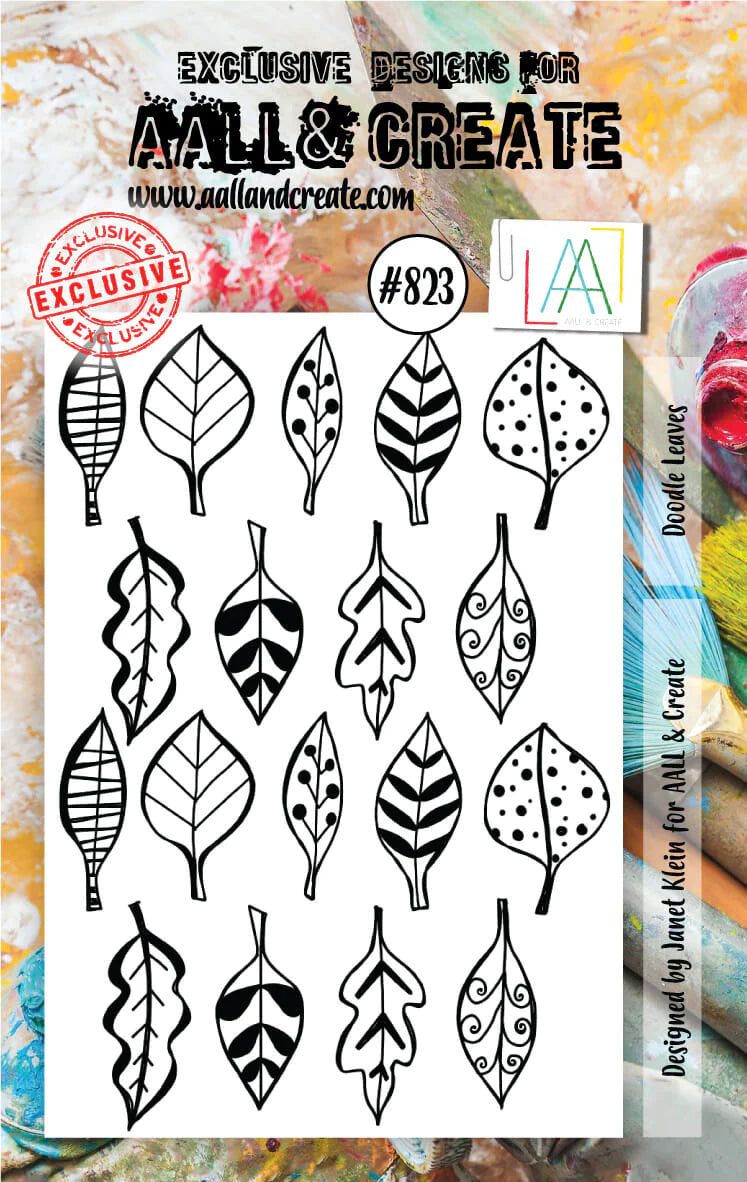 AALL & Create - A7 - Clear Stamps - 823 - Janet Klein - Doodle Leaves