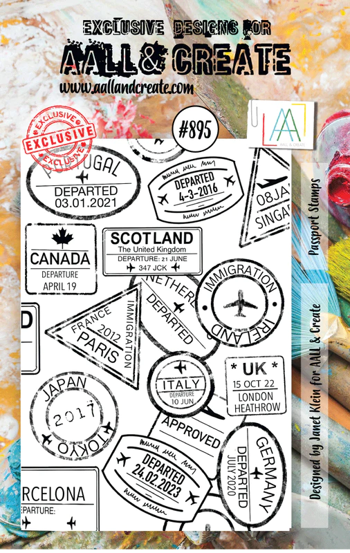 AALL & Create - A7 - Clear Stamps - 895 - Janet Klein - Passport Stamps