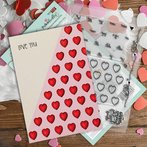 Polkadoodles - Clear Polymer Stamp Set - A6 - Love Hearts