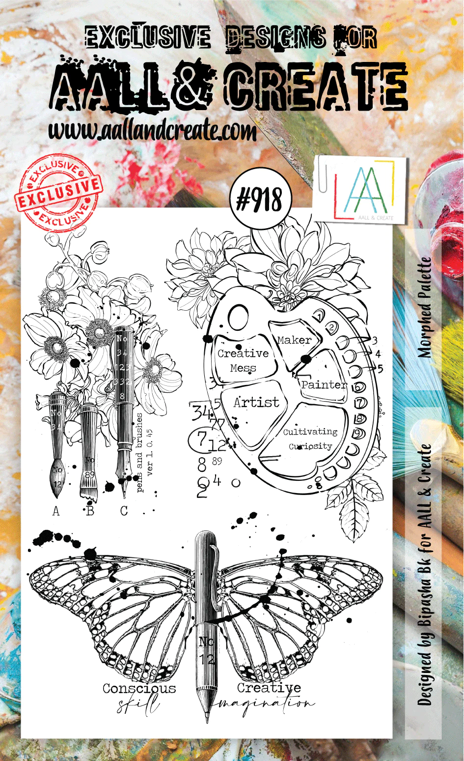 AALL & Create - A6 - Clear Stamps - 918 - Bipaha BK - Morphed Palette