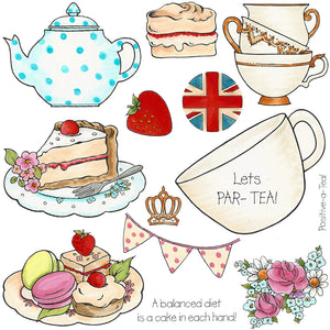 Hobby Art Stamps - Clear Polymer Stamp Set - Afternoon Tea