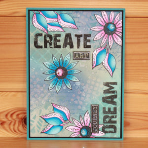 Hobby Art Stamps - Clear Polymer Stamp Set - A5 - Abstract Flowers (set 2)