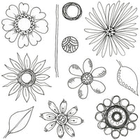 Hobby Art Stamps - Clear Polymer Stamp Set - A5 - Abstract Flowers (set 2)