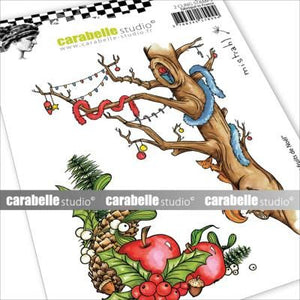 Carabelle Studio - A6 - Rubber Cling Stamp Set - Mistrahl - Christmas Tree & Fruits