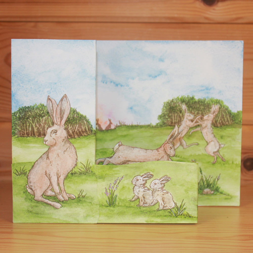 Hobby Art Stamps - Clear Polymer Stamp Set - A5 - Boxing Hares