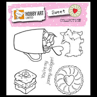 Hobby Art Stamps - 4 x 4 - Clear Polymer Stamp Set - Sweet Things