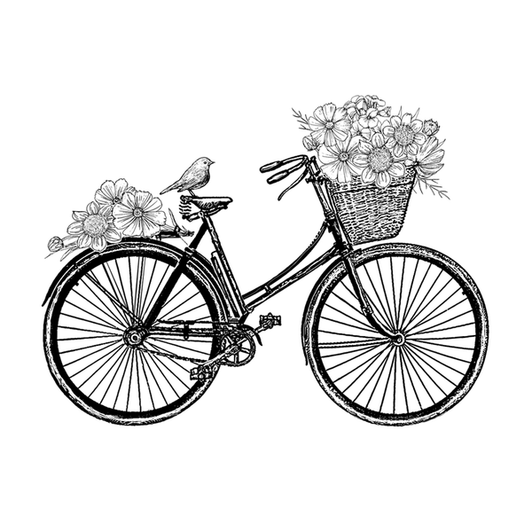 Crafty Individuals - Unmounted Rubber Stamp - 417 - Country Days - Bicycle Flowers