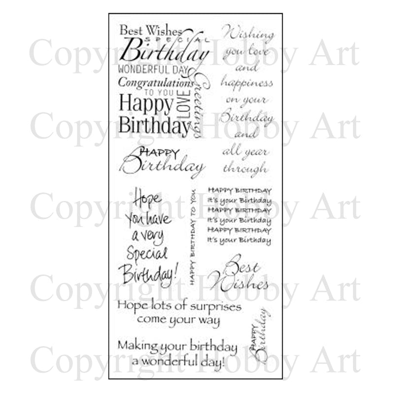 Hobby Art Stamps - Clear Polymer Stamp Set - Best Birthday Wishes