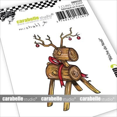 Carabelle Studio - Mini - Rubber Cling Stamp - Mistrahl - Christmas Log Reindeer