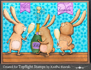 Katzelkraft - A5 - KTZ271 - Unmounted Red Rubber Stamp Set - Rabbits