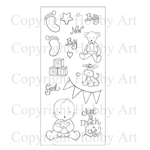 Hobby Art Stamps - Clear Polymer Stamp Set - New Baby (retired)