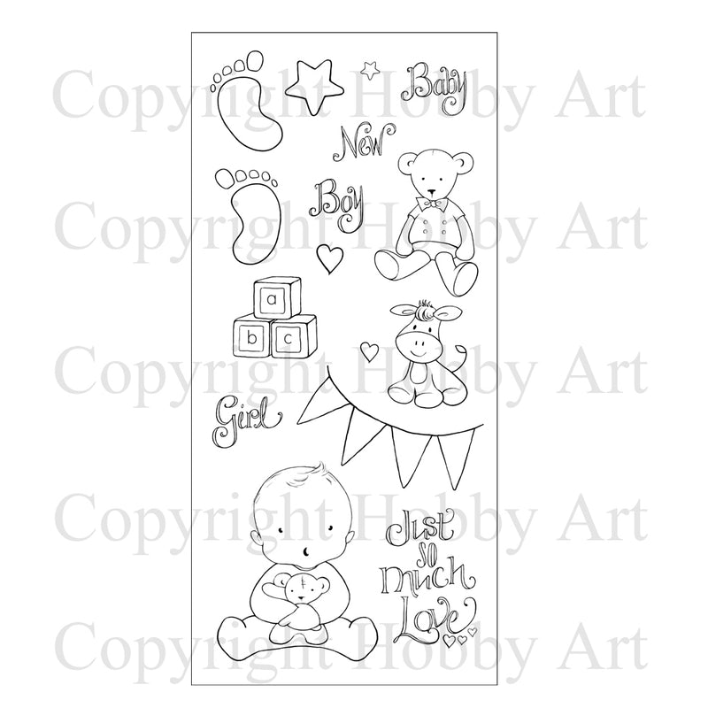 Hobby Art Stamps - Clear Polymer Stamp Set - New Baby (retired)