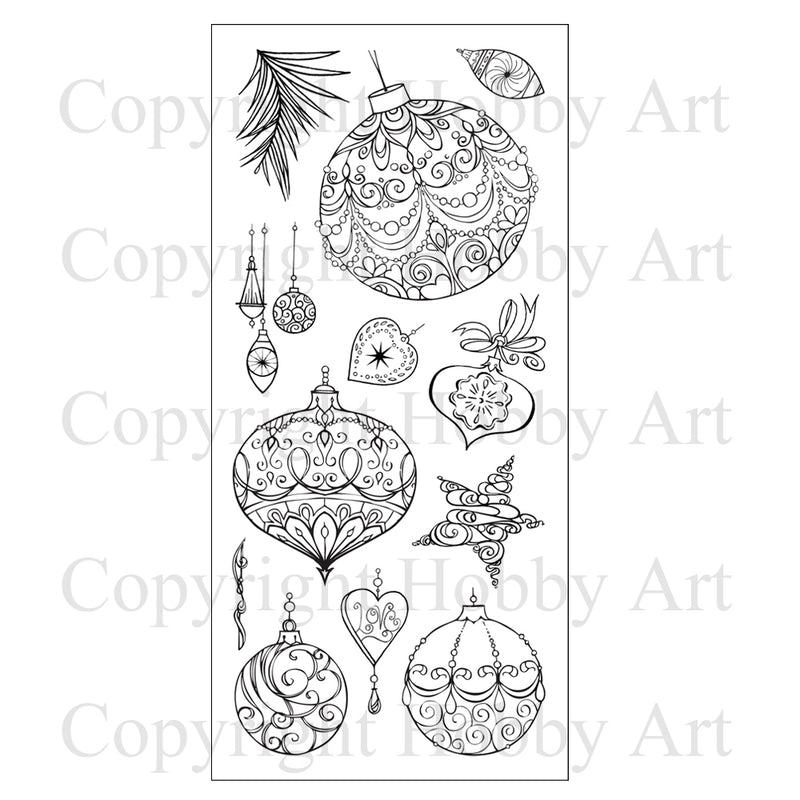 Hobby Art Stamps - Clear Polymer Stamp Set - Baubles